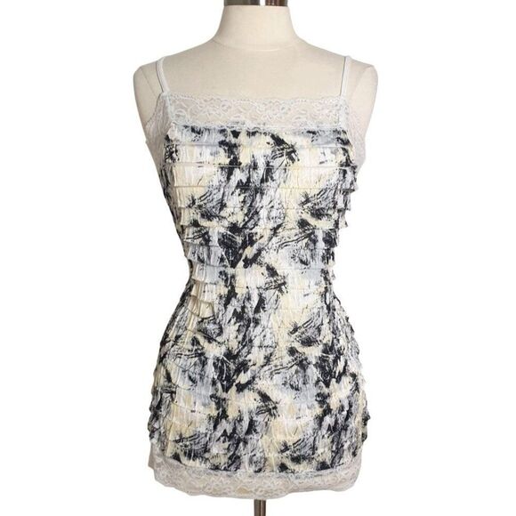 Maurices Camisole Top XL Layer Ruffle Lace Trim White Black Victorian Boho - Picture 1 of 5